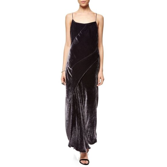 Rachel Comey | Charcoal Silk Velvet Slip Dress - Picture 1 of 11
